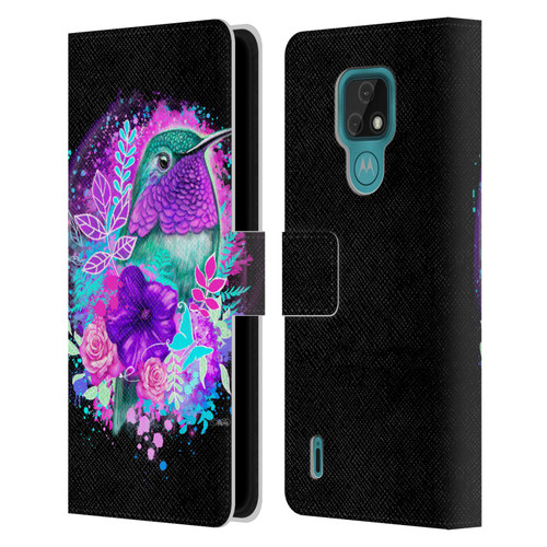 Sheena Pike Animals Purple Hummingbird Spirit Leather Book Wallet Case Cover For Motorola Moto E7