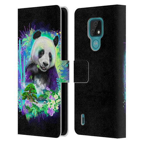 Sheena Pike Animals Rainbow Bamboo Panda Spirit Leather Book Wallet Case Cover For Motorola Moto E7