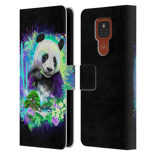 Sheena Pike Animals Rainbow Bamboo Panda Spirit Leather Book Wallet Case Cover For Motorola Moto E7 Plus