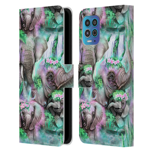 Sheena Pike Animals Daydream Elephants Lagoon Leather Book Wallet Case Cover For Motorola Moto G100