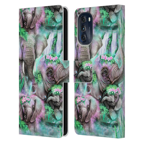 Sheena Pike Animals Daydream Elephants Lagoon Leather Book Wallet Case Cover For Motorola Moto G (2022)