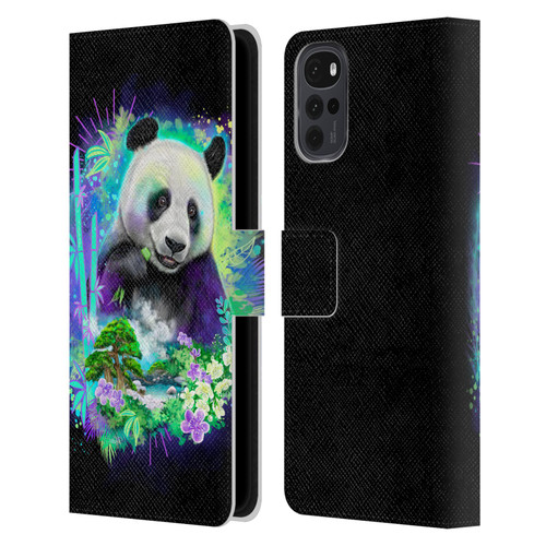 Sheena Pike Animals Rainbow Bamboo Panda Spirit Leather Book Wallet Case Cover For Motorola Moto G22