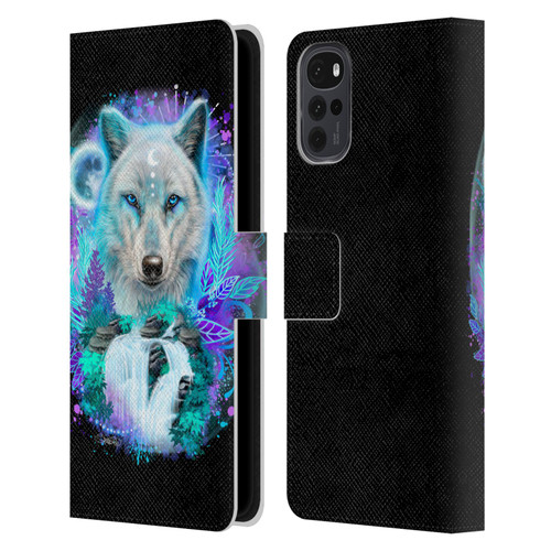 Sheena Pike Animals Winter Wolf Spirit & Waterfall Leather Book Wallet Case Cover For Motorola Moto G22