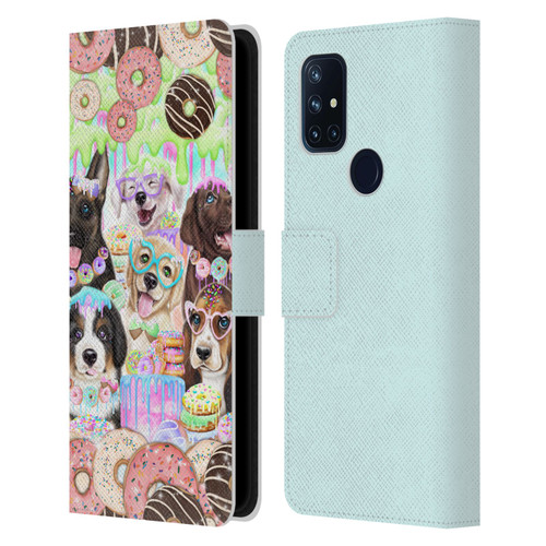 Sheena Pike Animals Puppy Dogs And Donuts Leather Book Wallet Case Cover For OnePlus Nord N10 5G