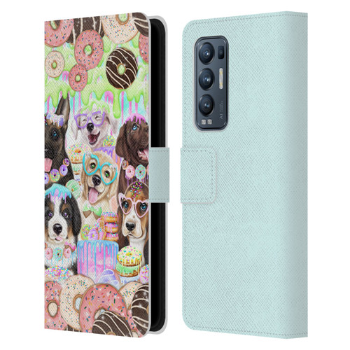 Sheena Pike Animals Puppy Dogs And Donuts Leather Book Wallet Case Cover For OPPO Find X3 Neo / Reno5 Pro+ 5G