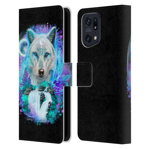 Sheena Pike Animals Winter Wolf Spirit & Waterfall Leather Book Wallet Case Cover For OPPO Find X5