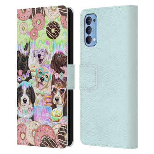 Sheena Pike Animals Puppy Dogs And Donuts Leather Book Wallet Case Cover For OPPO Reno 4 5G