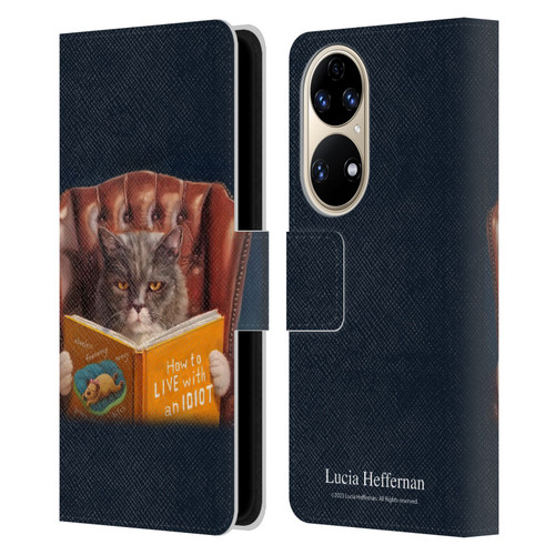 Lucia Heffernan Art Cat Self Help Leather Book Wallet Case Cover For Huawei P50