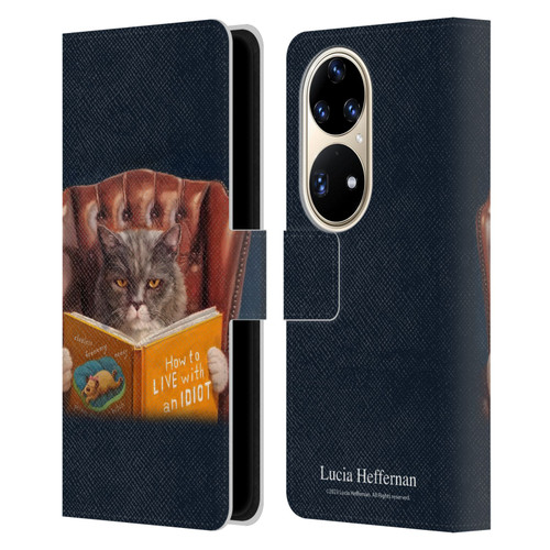 Lucia Heffernan Art Cat Self Help Leather Book Wallet Case Cover For Huawei P50 Pro