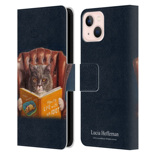 Lucia Heffernan Art Cat Self Help Leather Book Wallet Case Cover For Apple iPhone 13