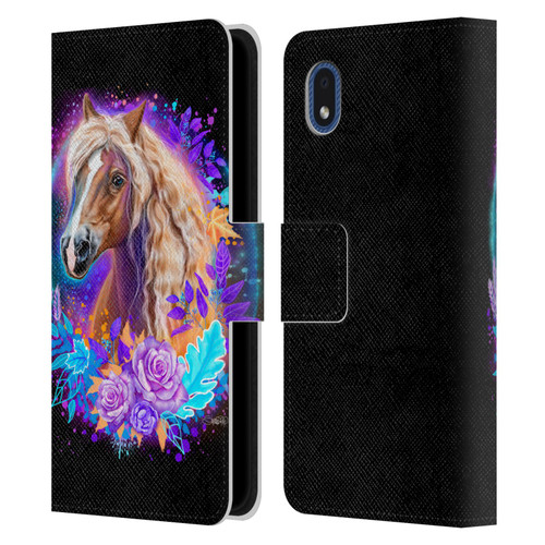 Sheena Pike Animals Purple Horse Spirit With Roses Leather Book Wallet Case Cover For Samsung Galaxy A01 Core (2020)