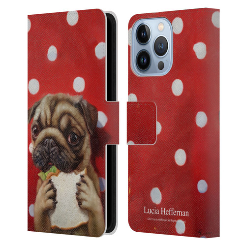 Lucia Heffernan Art Pugalicious Leather Book Wallet Case Cover For Apple iPhone 13 Pro