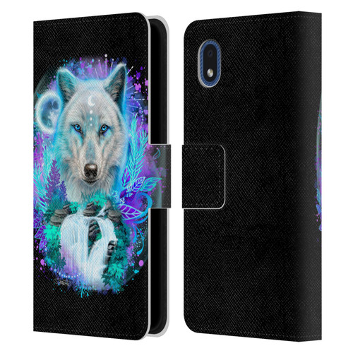 Sheena Pike Animals Winter Wolf Spirit & Waterfall Leather Book Wallet Case Cover For Samsung Galaxy A01 Core (2020)