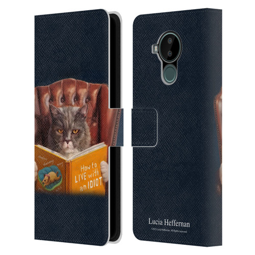 Lucia Heffernan Art Cat Self Help Leather Book Wallet Case Cover For Nokia C30