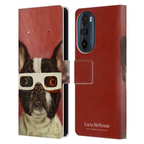 Lucia Heffernan Art 3D Dog Leather Book Wallet Case Cover For Motorola Edge 30