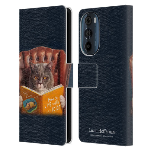 Lucia Heffernan Art Cat Self Help Leather Book Wallet Case Cover For Motorola Edge 30
