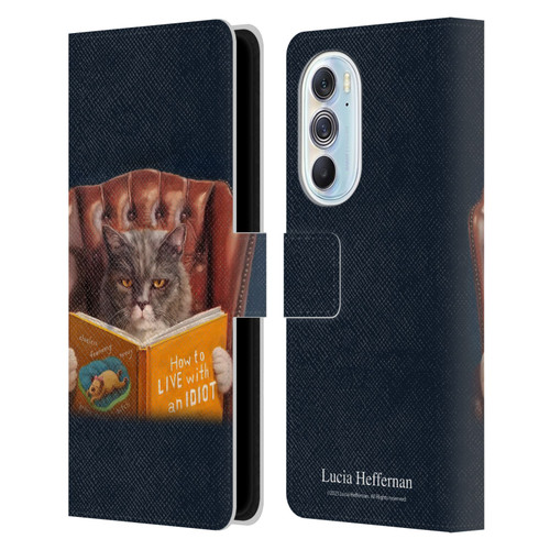 Lucia Heffernan Art Cat Self Help Leather Book Wallet Case Cover For Motorola Edge X30