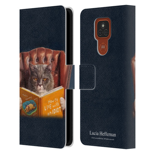 Lucia Heffernan Art Cat Self Help Leather Book Wallet Case Cover For Motorola Moto E7 Plus