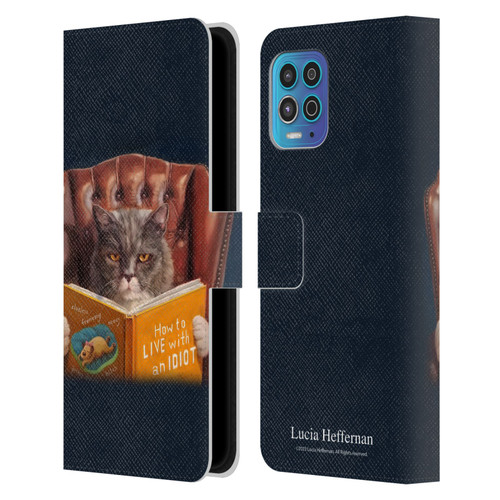 Lucia Heffernan Art Cat Self Help Leather Book Wallet Case Cover For Motorola Moto G100