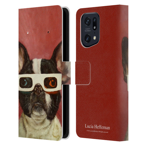 Lucia Heffernan Art 3D Dog Leather Book Wallet Case Cover For OPPO Find X5 Pro