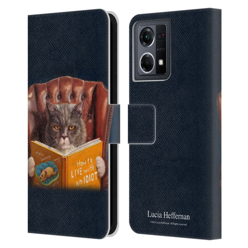 Lucia Heffernan Art Cat Self Help Leather Book Wallet Case Cover For OPPO Reno8 4G