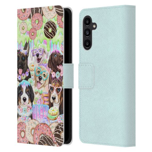 Sheena Pike Animals Puppy Dogs And Donuts Leather Book Wallet Case Cover For Samsung Galaxy A13 5G (2021)