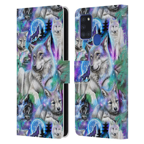 Sheena Pike Animals Daydream Galaxy Wolves Leather Book Wallet Case Cover For Samsung Galaxy A21s (2020)