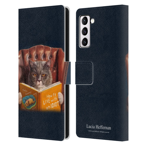 Lucia Heffernan Art Cat Self Help Leather Book Wallet Case Cover For Samsung Galaxy S21+ 5G