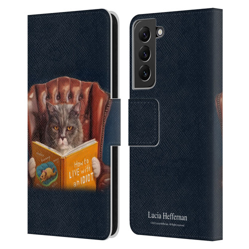 Lucia Heffernan Art Cat Self Help Leather Book Wallet Case Cover For Samsung Galaxy S22+ 5G