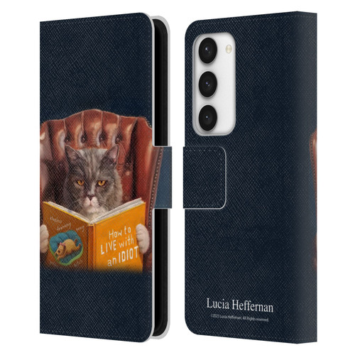 Lucia Heffernan Art Cat Self Help Leather Book Wallet Case Cover For Samsung Galaxy S23 5G
