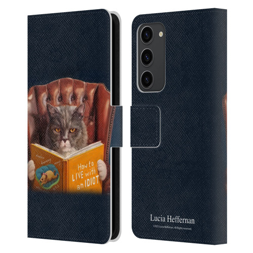 Lucia Heffernan Art Cat Self Help Leather Book Wallet Case Cover For Samsung Galaxy S23+ 5G
