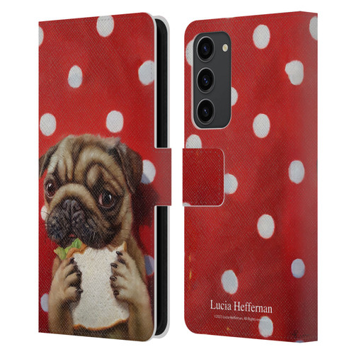 Lucia Heffernan Art Pugalicious Leather Book Wallet Case Cover For Samsung Galaxy S23+ 5G