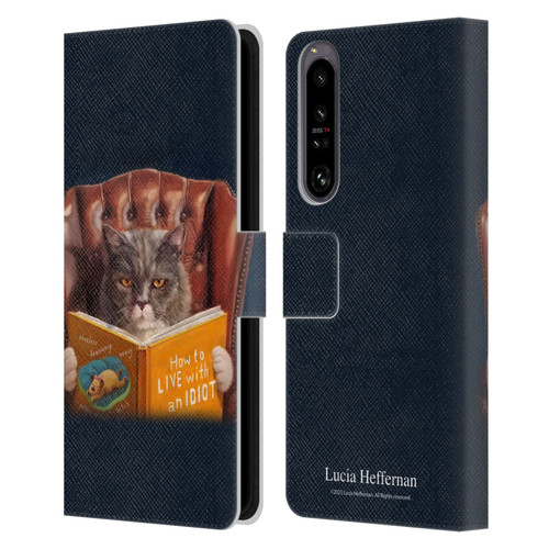 Lucia Heffernan Art Cat Self Help Leather Book Wallet Case Cover For Sony Xperia 1 IV