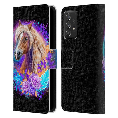 Sheena Pike Animals Purple Horse Spirit With Roses Leather Book Wallet Case Cover For Samsung Galaxy A53 5G (2022)