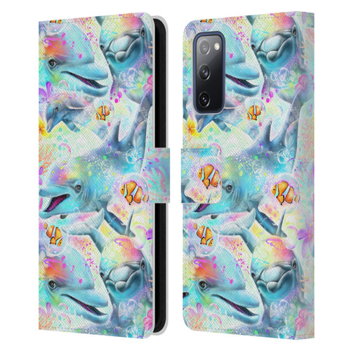 Sheena Pike Animals Rainbow Dolphins & Fish Leather Book Wallet Case Cover For Samsung Galaxy S20 FE / 5G