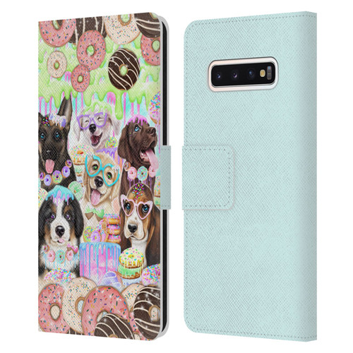 Sheena Pike Animals Puppy Dogs And Donuts Leather Book Wallet Case Cover For Samsung Galaxy S10