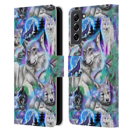 Sheena Pike Animals Daydream Galaxy Wolves Leather Book Wallet Case Cover For Samsung Galaxy S21 FE 5G