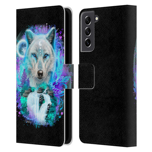 Sheena Pike Animals Winter Wolf Spirit & Waterfall Leather Book Wallet Case Cover For Samsung Galaxy S21 FE 5G