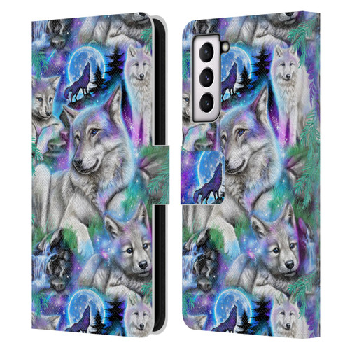 Sheena Pike Animals Daydream Galaxy Wolves Leather Book Wallet Case Cover For Samsung Galaxy S21 5G