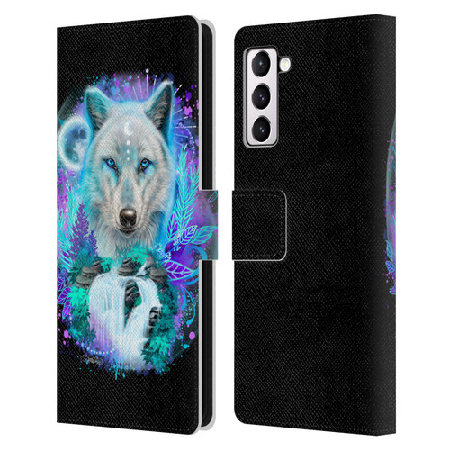 Sheena Pike Animals Winter Wolf Spirit & Waterfall Leather Book Wallet Case Cover For Samsung Galaxy S21+ 5G