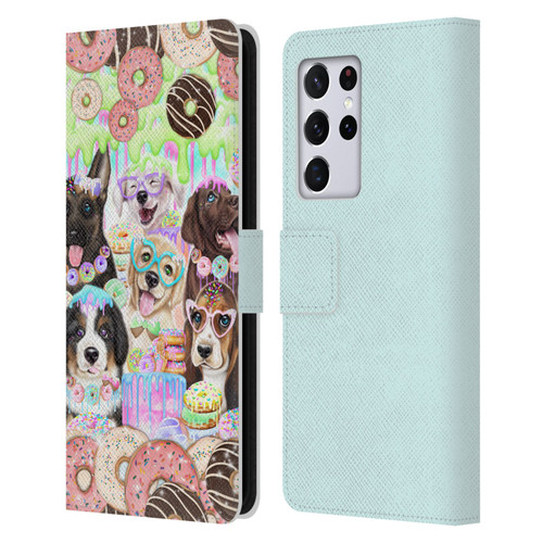 Sheena Pike Animals Puppy Dogs And Donuts Leather Book Wallet Case Cover For Samsung Galaxy S21 Ultra 5G