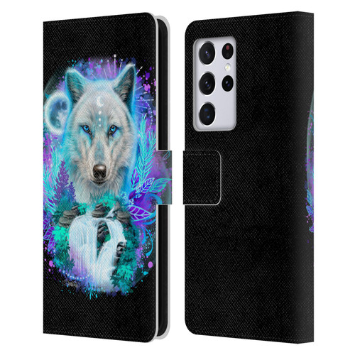Sheena Pike Animals Winter Wolf Spirit & Waterfall Leather Book Wallet Case Cover For Samsung Galaxy S21 Ultra 5G