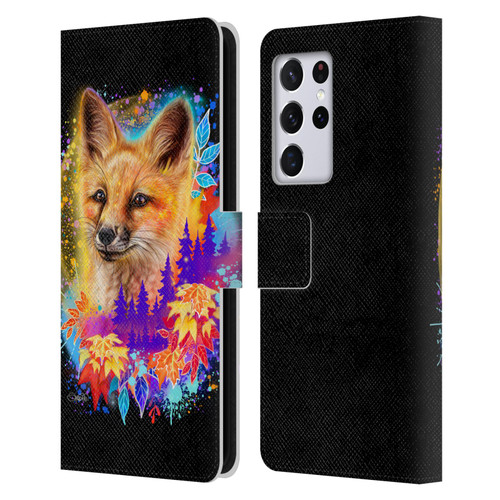 Sheena Pike Animals Red Fox Spirit & Autumn Leaves Leather Book Wallet Case Cover For Samsung Galaxy S21 Ultra 5G