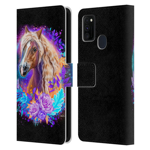 Sheena Pike Animals Purple Horse Spirit With Roses Leather Book Wallet Case Cover For Samsung Galaxy M30s (2019)/M21 (2020)