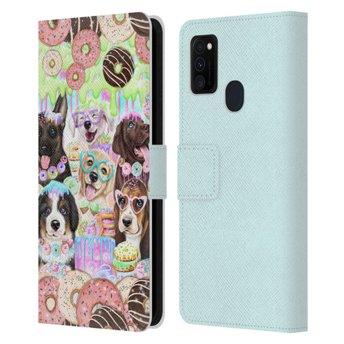 Sheena Pike Animals Puppy Dogs And Donuts Leather Book Wallet Case Cover For Samsung Galaxy M30s (2019)/M21 (2020)