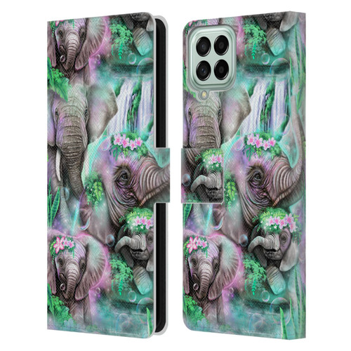 Sheena Pike Animals Daydream Elephants Lagoon Leather Book Wallet Case Cover For Samsung Galaxy M53 (2022)