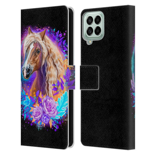 Sheena Pike Animals Purple Horse Spirit With Roses Leather Book Wallet Case Cover For Samsung Galaxy M53 (2022)