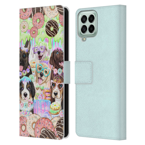 Sheena Pike Animals Puppy Dogs And Donuts Leather Book Wallet Case Cover For Samsung Galaxy M53 (2022)