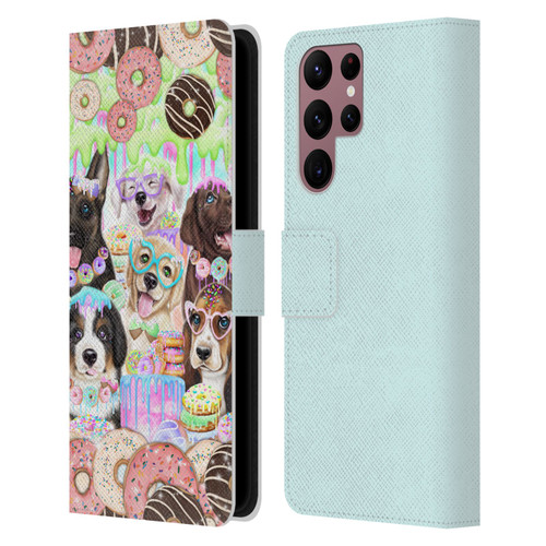 Sheena Pike Animals Puppy Dogs And Donuts Leather Book Wallet Case Cover For Samsung Galaxy S22 Ultra 5G