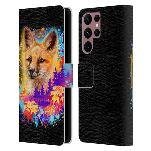 Sheena Pike Animals Red Fox Spirit & Autumn Leaves Leather Book Wallet Case Cover For Samsung Galaxy S22 Ultra 5G